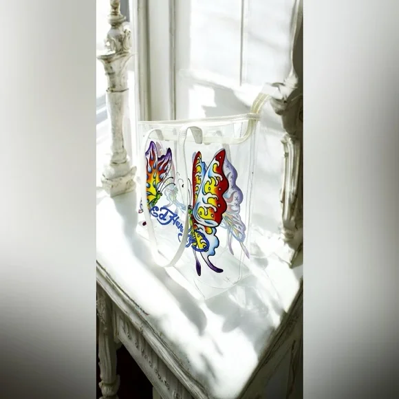 Ed Hardy PVC butterfly clear oversized tote bag - Picture 3 of 7